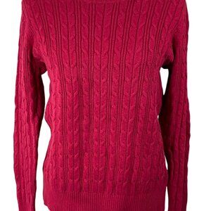 St. John's Bay Cable Knit Sweater Red Size XL Extra Large Crew Neck Women's